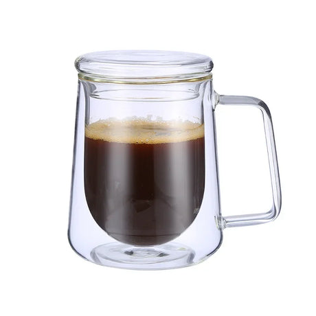 2023 New Simplicity Glass Cup Coffee Drinkware Insulation Double Wall Glass Cup Spoon Gifts Hot  European Style Transparent Mugs