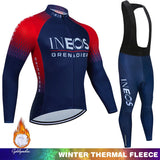 Winter Thermal Fleece Cycling Clothing Mtb Man Laser Cut Ineos Grenadier Sports Men's Suit Jersey Road Bike Uniform 2024 Bib Set