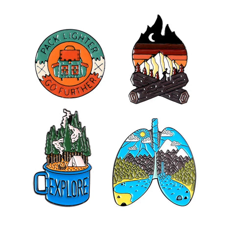 Outdoor Natural Scenery 3-6pcs/set Enamel Pins Custom Cosmic Mountains Travel Brooches Lapel Badges Jewelry Gift for Friends