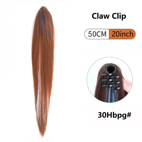 Ombre Color Straight Claw Clip On Ponytail Hair Extension Synthetic Ponytail Extension Hair For Women Pony Tail Hair Hairpiece