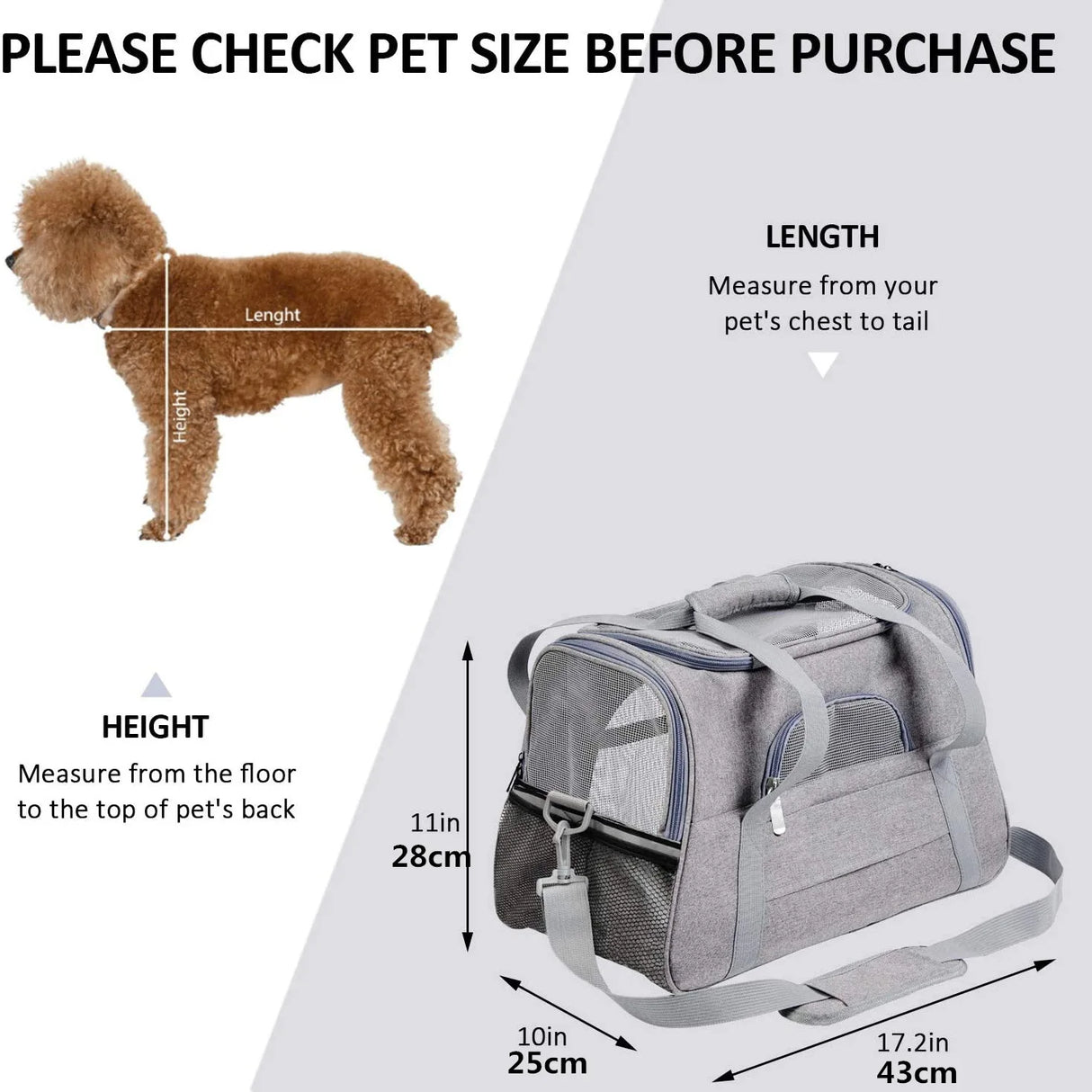 Soft Pet Carriers Portable Breathable Foldable Bag Cat Dog Carrier Bags Outgoing Travel Pets Handbag with Locking Safety Zippers