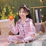 Girls Pink Satin Pajamas Sets Children's 2pcs Nightgowns Loungewear Boys Silk Pyjamas Teenager Nightgowns Sleepwear for 2-14T