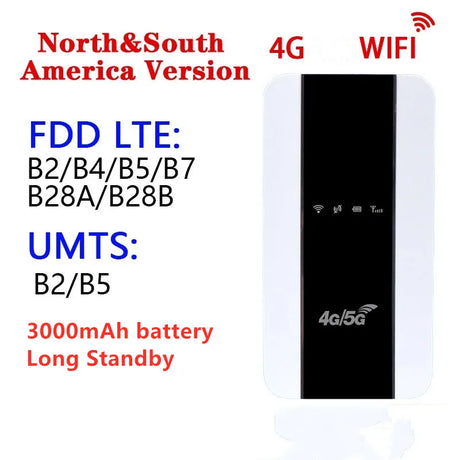 DNXT Universal and Unlocked 4G Mobile Wifi Router Portable Wireless MiFi Hotspot With 3000mAh Battery Modem