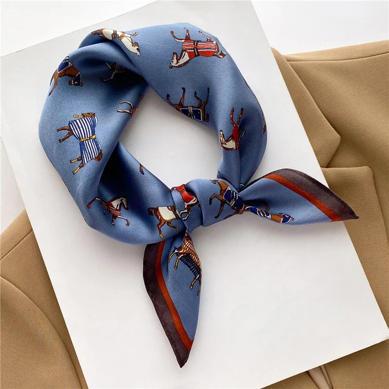 100% Real Silk Square Scarves Women Bandana High Quality Printed Foulard Hair   Tie Soft Neckerchief