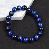 Real Natural Blue Tiger Eye Bracelet Azure Color High Quality Round Stone Beads Handmade Bracelets For Men Women Jewelry Pulsera