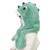 Doitbest Cartoon Dinosaur Children Winter Hats Beanies Set Kids Child Knitted Fur Hat Scarf One-piece Boys Girls Earflap Caps