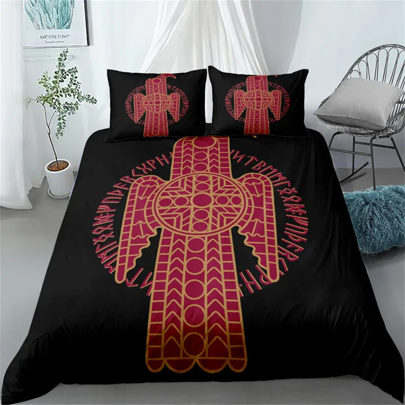 Vikings Duvet Cover Scandinavian Culture Print Bedding Set Mythology Religion Comforter Cover King Queen For Teens Adults Gifts