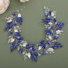 Luxury Rhinestone Silver Headband for Bridal Crystal Leaves Handmade Wedding Hair Accessories Jewelry Blue Black Party Headpiece