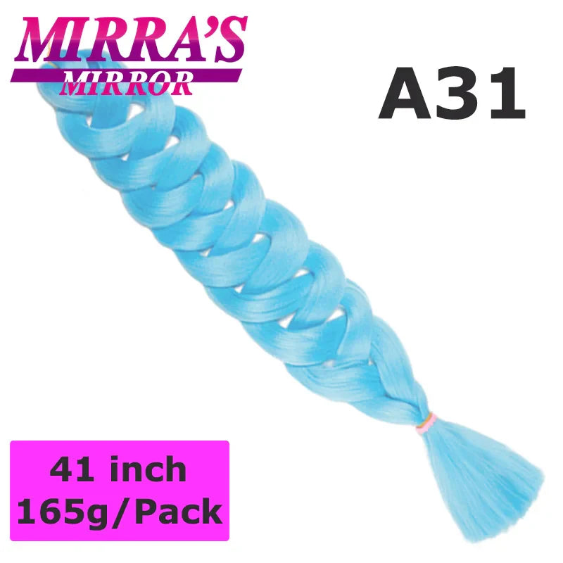 Mirra's Mirror 5 Packs Long Braiding Hair 82 Inch Jumbo Braid Hair Extensions Pure White Yellow Red Blue Synthetic Hair For Bulk