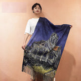 Van Gogh's Oil Painting Cashmere Scarf Women Winter Coffee House Print Wool Shawls and Wraps Ladies Cape Blanket Scarves New