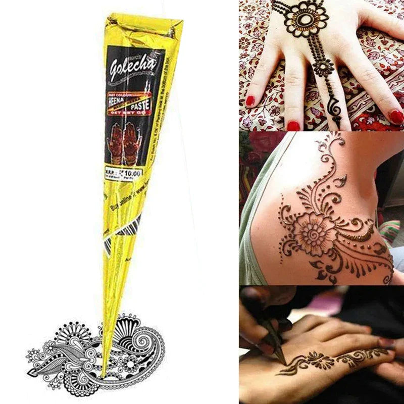 1PC Black/Red Henna Tattoo Paste Cream Cones 25g Semi-Permanent Waterproof Temporary Body Paint Arts Cones Indian Wedding