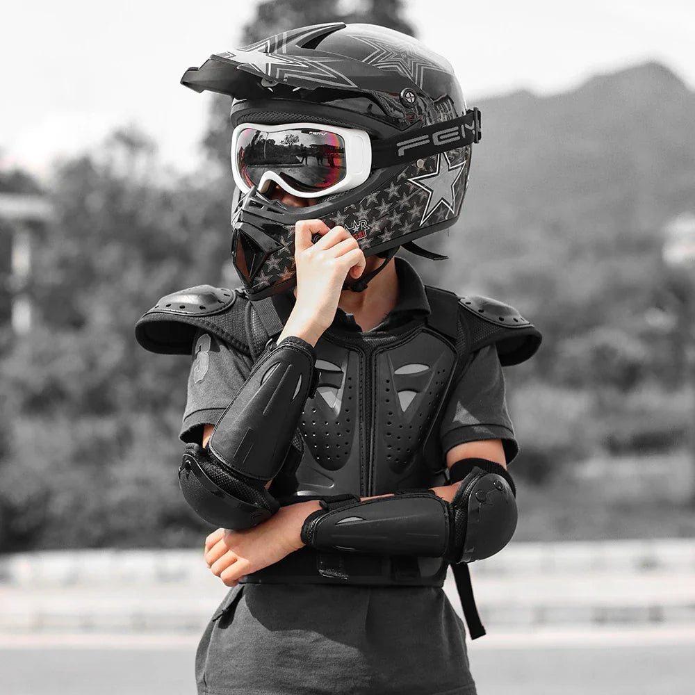 Youth child Motocross Motorcycle Gear Kids Youth Body Protector Vest Armor Jacket Chest Protection with elbow knee protection