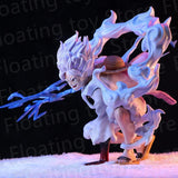 19cm One Piece Anime Figurine Lightning Luffy Gear 5 Sun God Nikka Squatting Scene PVC Action Figures Adult Model Toys for Boys