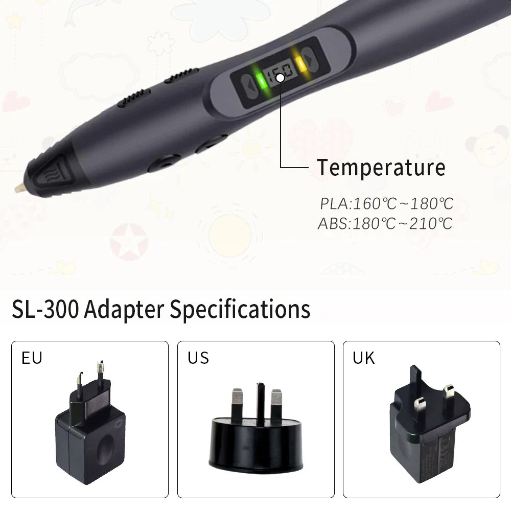 Creative 3D Art Pen for All Ages - SUNLU SL-300, Ideal for PLA/ABS Filament, Perfect Christmas Gift!