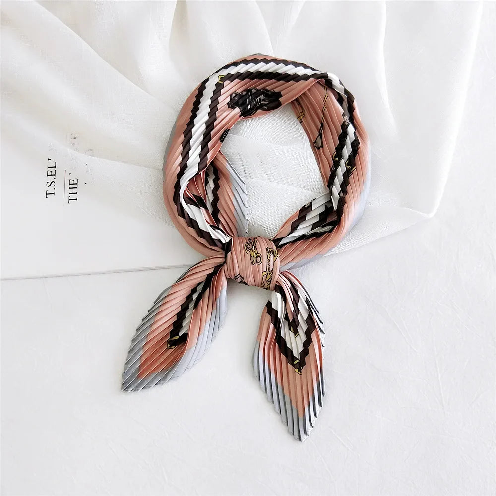 silk scarf women luxury ladies small head scarf wholesale scarves  headwraps pleated chiffon hijabs satin hijabe femme bandanas