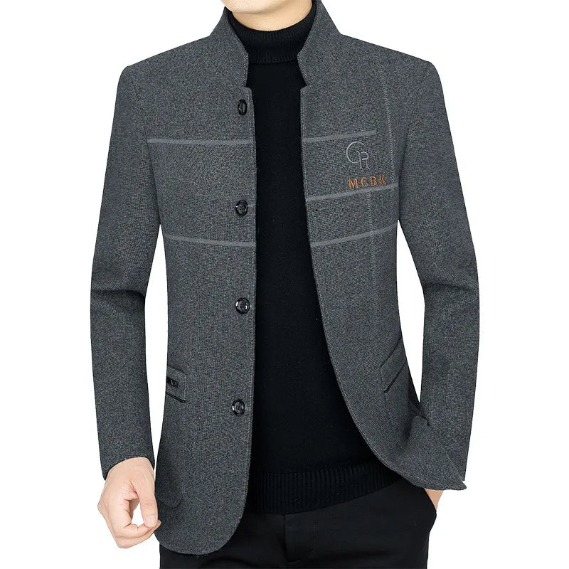 New Men Casual Woolen Blazers Jackets Business Suits Coats Wool Blends Male Autumn Slim Fit Blazers Suits Coats Mens Clothing