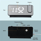 Projection Alarm Clock for Bedroom LED Digital Clock Projection on Ceiling Wall Rechargeable Time Temperature Display Snooze