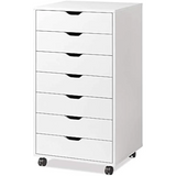 DEVAISE 7-Drawer Chest, Wood Storage Dresser Cabinet with Wheels, White