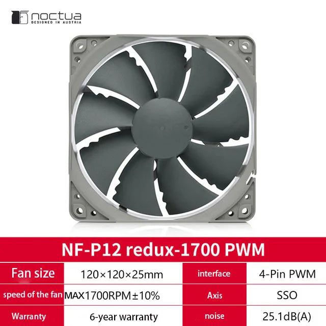 Noctua NF-P12 redux-1700 4PIN PWM 120mm PC Computer Cases Towers CPU processor 12mm fan COOLERS fans Cooling fan Cooler fan