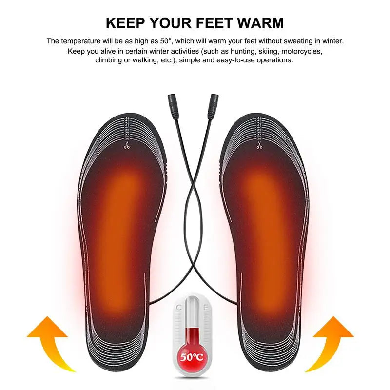 USB Heated Shoe Insoles Electric Foot Warming Pad Feet Warmer Sock Pad Winter Outdoor Sports Heating Insole Winter Warm Cushion