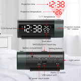 LED Digital Alarm Clock 180° Rotation Electronic Table Projector Watch Time Projection Bedroom Bedside Automatic Backlight Clock