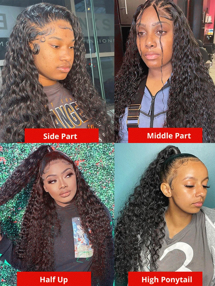 Transparent 13x4 13x6 HD Water Wave Lace Front Wigs For Women Curly Human Hair Wigs Deep Wave Lace Frontal Wigs Pre Plucked