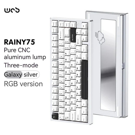 Wob Rainy75 Mechanical Keyboard CNC Aluminum Alloy RGB Wireless Tri-Mode Bluetooth USB Gasket Gamer Hot-Swap Pc Gaming Keyboard