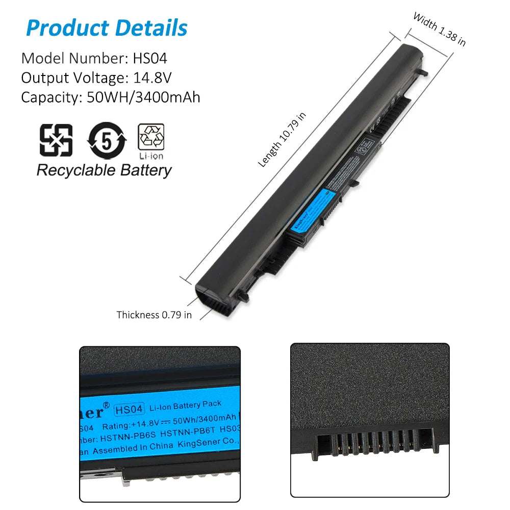 KingSener HS03 HS04 Laptop Battery For HP Pavilion 14-ac0XX 15-ac121dx 255 245 250 G4 240 HSTNN-LB6U HSTNN-LB6U HSTNN-PB6T/PB6S