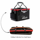 Mikanuo EVA Portable Folding Bucket For Fish Water With Handle Leakproof Outdoor Fishing Gear Black/Orange Tackle Bag