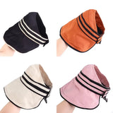 Woman Handmade UV-resistant Big Brim Striped Hollow Women Cap Bucket Hat Empty Top Hat Sun Hat