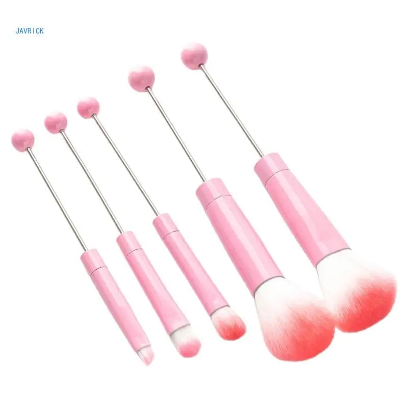 5pcs Jewelry Beaded DIY Eye Brush Detachable Beads Makeup Brushes Set for Women Girls Professional Cosmetics Makeup Tool