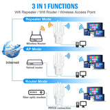 1200Mbps WiFi Repeater Wireless WiFi Signal Repeater Extender High Gain 6 Antenna Dual-Band 2.4G 5G Network Amplifier WPS Router