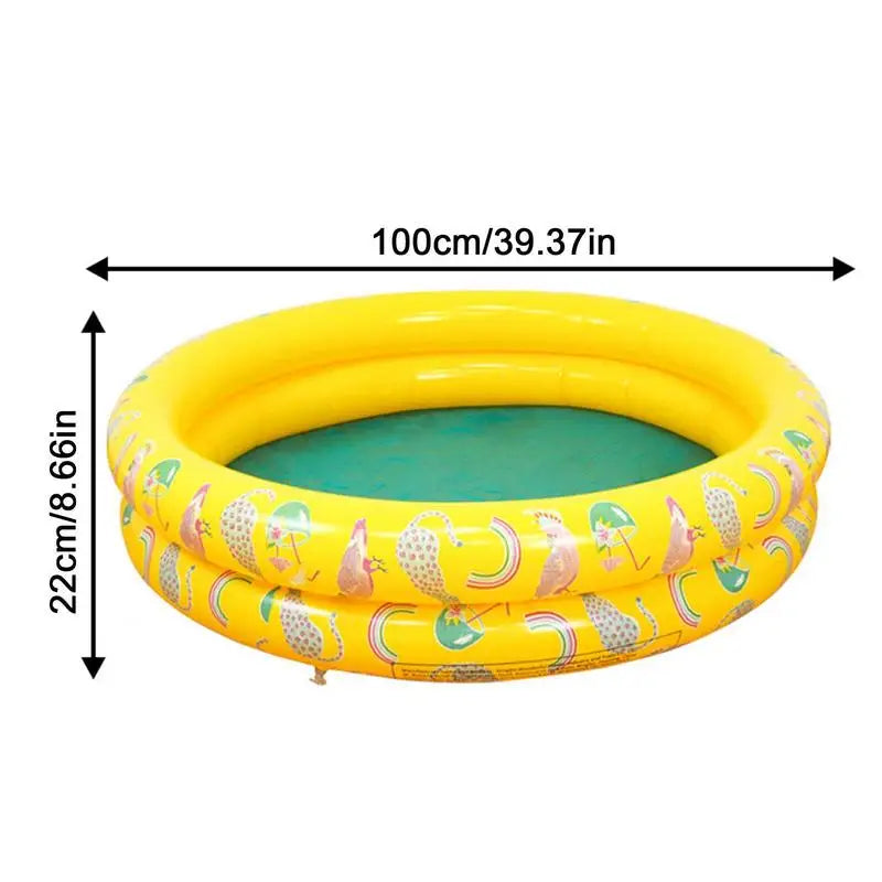 Kids Inflatable Swimming Pool PVC Round Pineapple Printed Inflatable Pool for Toddler Outdoor Water Game Play Center for Garden