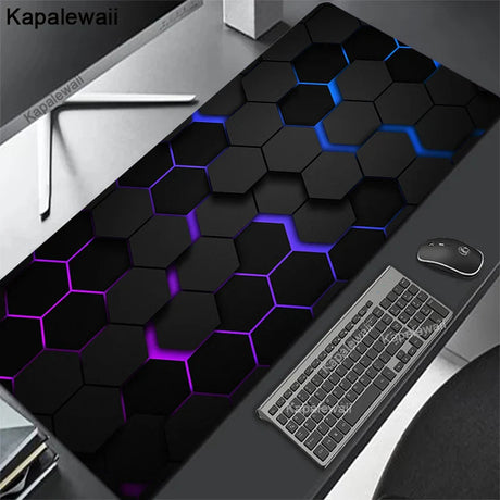 Gaming Mousepads Geometric Black Mousepad XXL Large Mouse Mat Big Desk Pads Non-Slip Stitched Mouse Pad PC Gamer Keyboard Mats