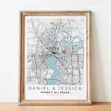 Custom Personalized Valentines Day Gift For Him Wedding City Map Wall Art Prints Canvas Painting Poster Pictures Living Room