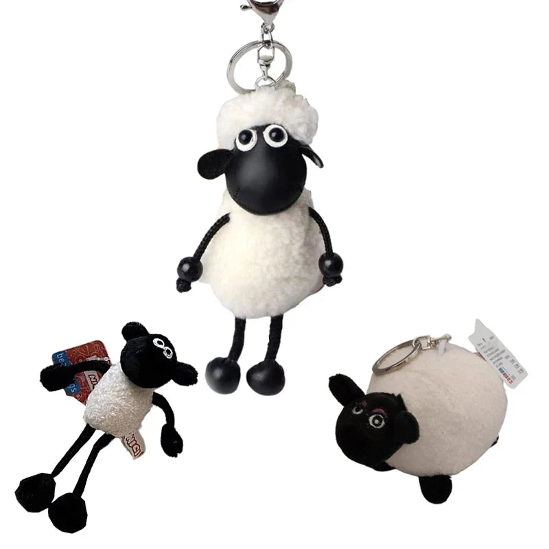 Anime Sheep Shawn plush keychain Cartoon Animal Figure Kind friend Shirley Stuffed Doll Car keying Bag Pendant Toy Kid Xmas Gift