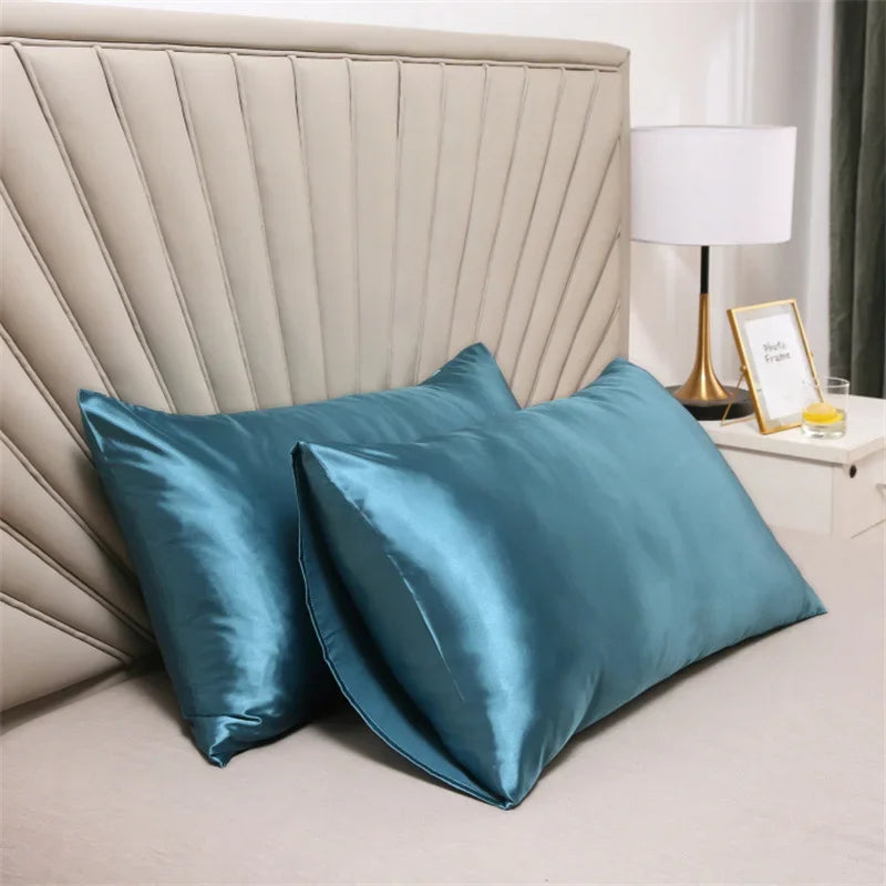 2pcs Silk Pillowcase Children's Winter Anti-static Soft Pillow Protective Case Home Solid Color Pillow Case Anti-dirty Bedding