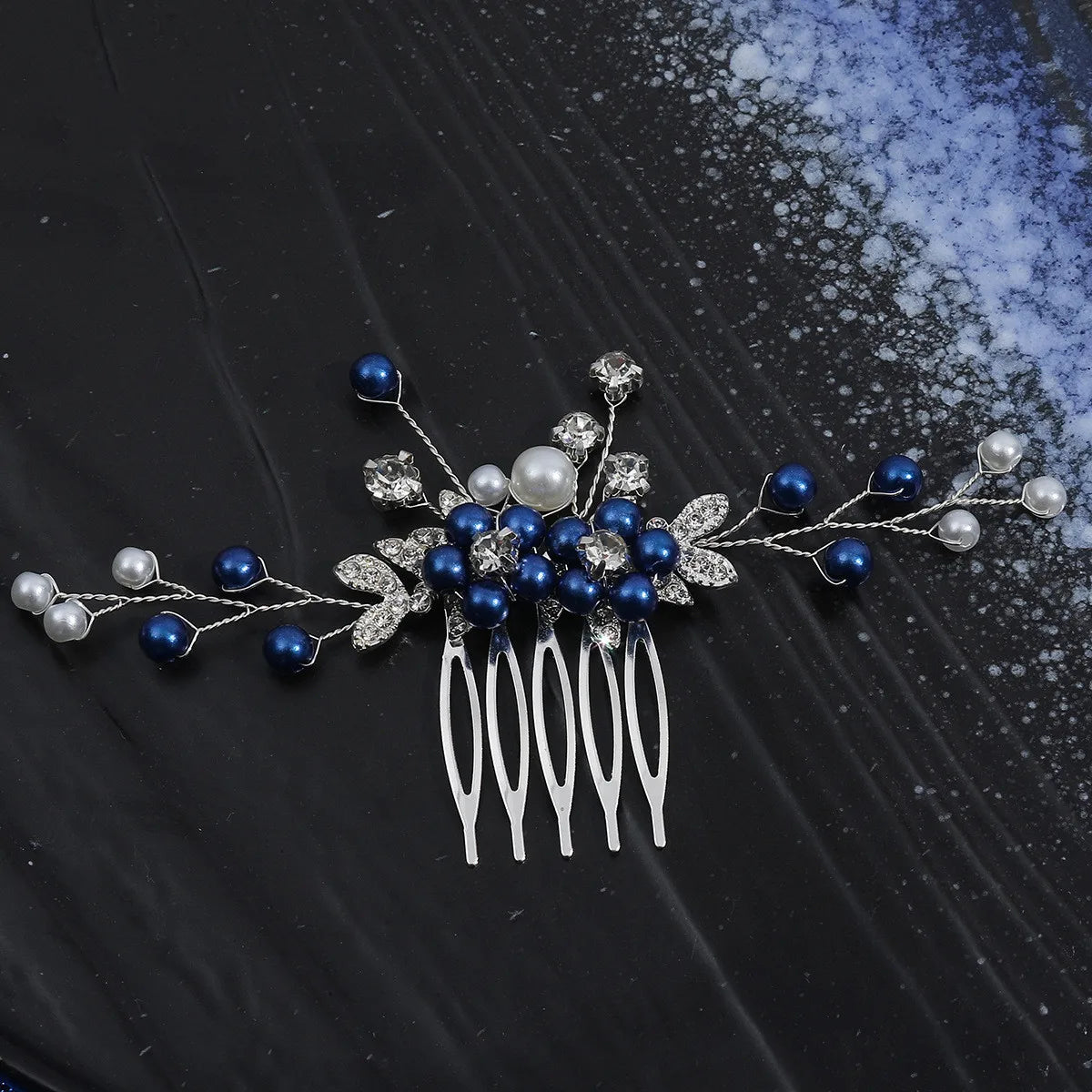 Blue Crystal Hair Comb Bride Tiaras For Women Shiny Alloy Hairpin Clip Fashion Wedding Hair Accessoreis 2023 New Tiaras Gifts