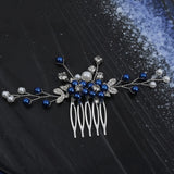 Blue Crystal Hair Comb Bride Tiaras For Women Shiny Alloy Hairpin Clip Fashion Wedding Hair Accessoreis 2023 New Tiaras Gifts