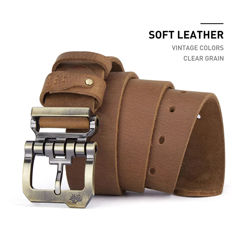 BISONDENIM Men Belt Male High Quality Leather Belt Men Male Genuine Leather Strap Luxury Pin Buckle Fancy Vintage Jeans W71792