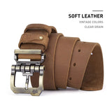 BISONDENIM Men Belt Male High Quality Leather Belt Men Male Genuine Leather Strap Luxury Pin Buckle Fancy Vintage Jeans W71792