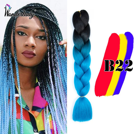 WonderLady 255 Color Long Colored Braiding Hair Jumbo Braids DIY Hairstyle Ombre Synthetic Hair Extensions For Women Braiding