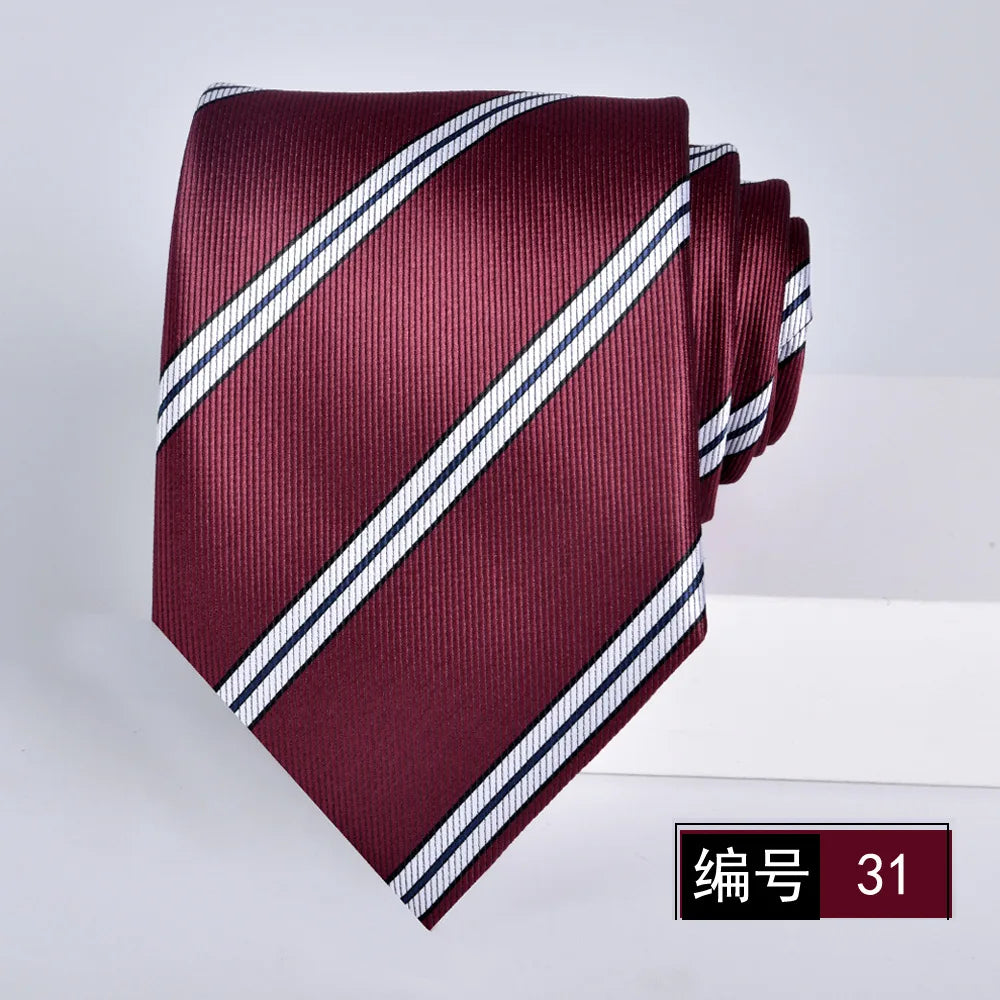 ties for men 2024 Luxury Wine Red Groom Wedding Accessories Dot Stripe gravata 8cm Necktie Kravaty Corbatas De Hombres