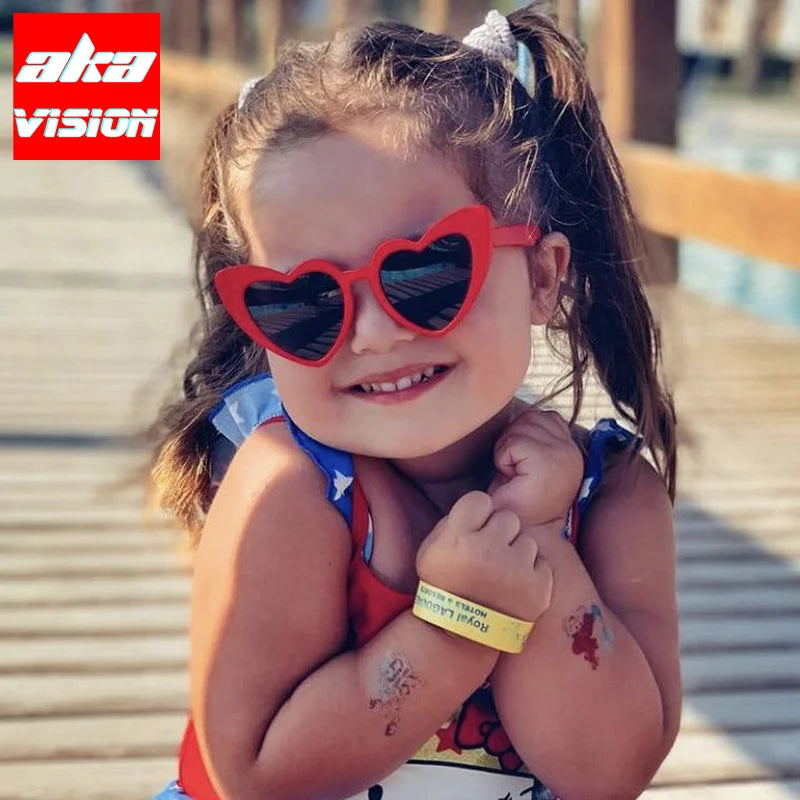 AKA VISION 2022 Heart Sunglasses Children Luxury Brand Eyewear For Boys/Girls Lovely Glasses Kids Gafas De Sol Mujer UV400