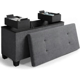 Ottoman Bench with Storage Bins, 30-In Storage Bench for Bedroom End of Bed, Folding Foot Rest Ottoman with Storage