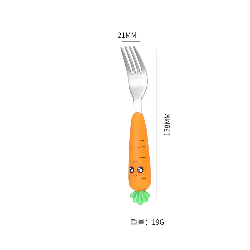 1/3Pcs Baby Feeding Utensils Cartoon Vegetable Fork Spoon Child Cutlery Set Kid Teaspoon Tableware Kitchen Gadgets Baby Items