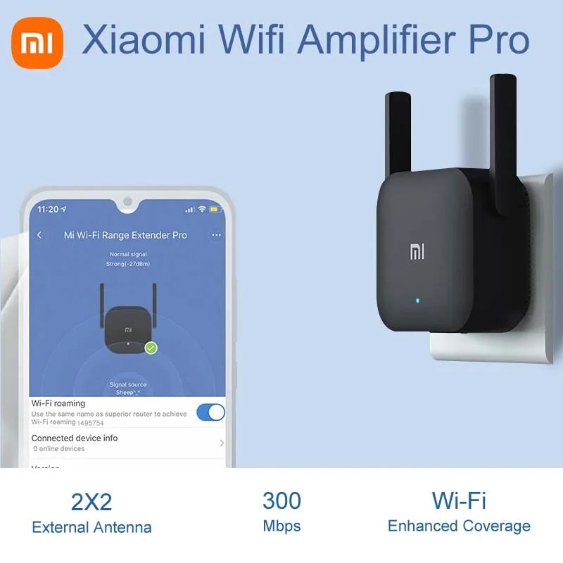 Xiaomi Original Wifi Amplifier Pro Router 300M 2.4G Repeater Network Expander Range Extender Roteader Mi Wireless Router Wi-Fi