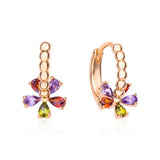 Harong Luxurious Copper Colorful Crystal Flower Hoop Earrings Women Girls Charm Aesthetic Jewelry Gift for Birthday Wedding