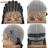 Incoo 36'' Synthetic Twist Braids Lace Front Wig With Baby Full Lace Frontal Cornrow Braided Wigs Afro Black Dutch Braided Wigs