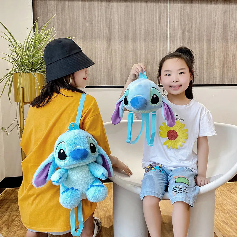 large Cartoon Blue Stitch Plush Backpack Cute Stitch Backpacks Stuffed Plush Dolls For Girls Bags Soft Christmas Gift